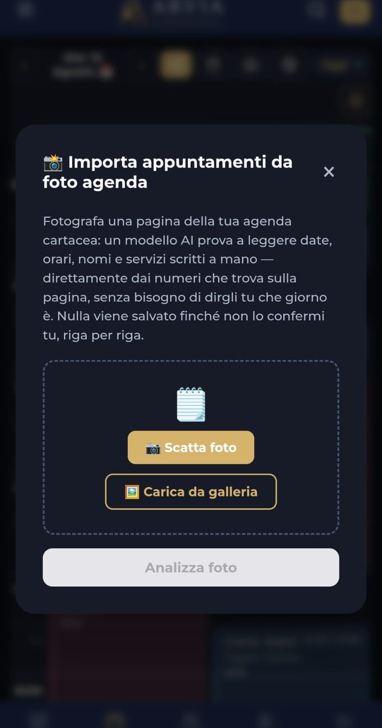 Importazione appuntamenti da foto agenda
