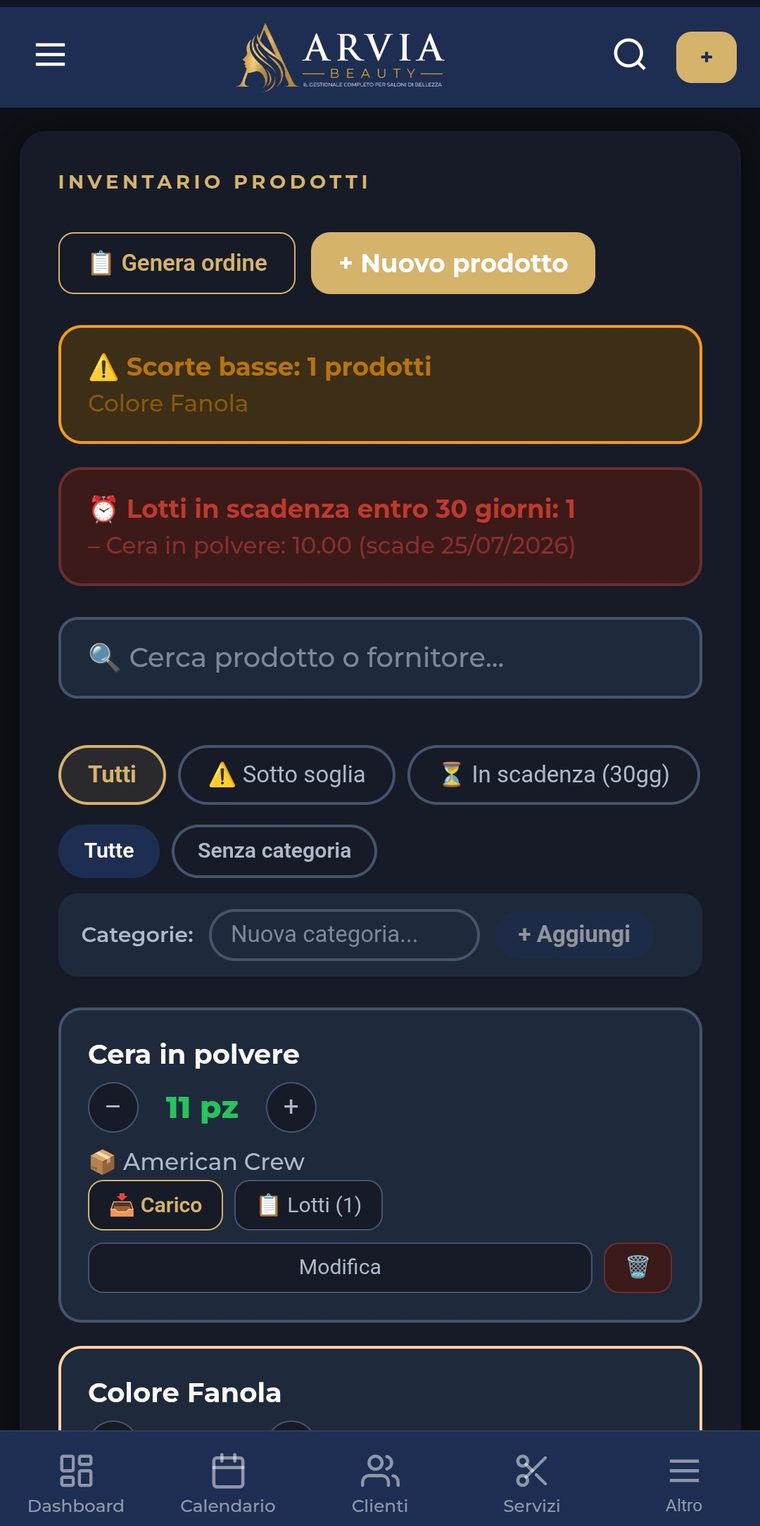 Inventario mobile Arliva Beauty